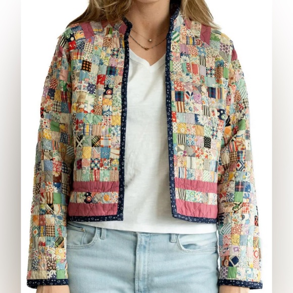 Vintage Postage Stamp Quilt Jacket - Picture 1 of 4